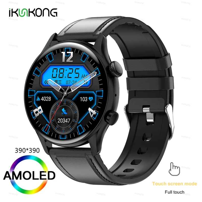 2022 New AMOLED Smartwatch Mens 1.36 inch Screen Support Always On Display Watches Waterproof Sports Fitness Tracker Smartwatch 