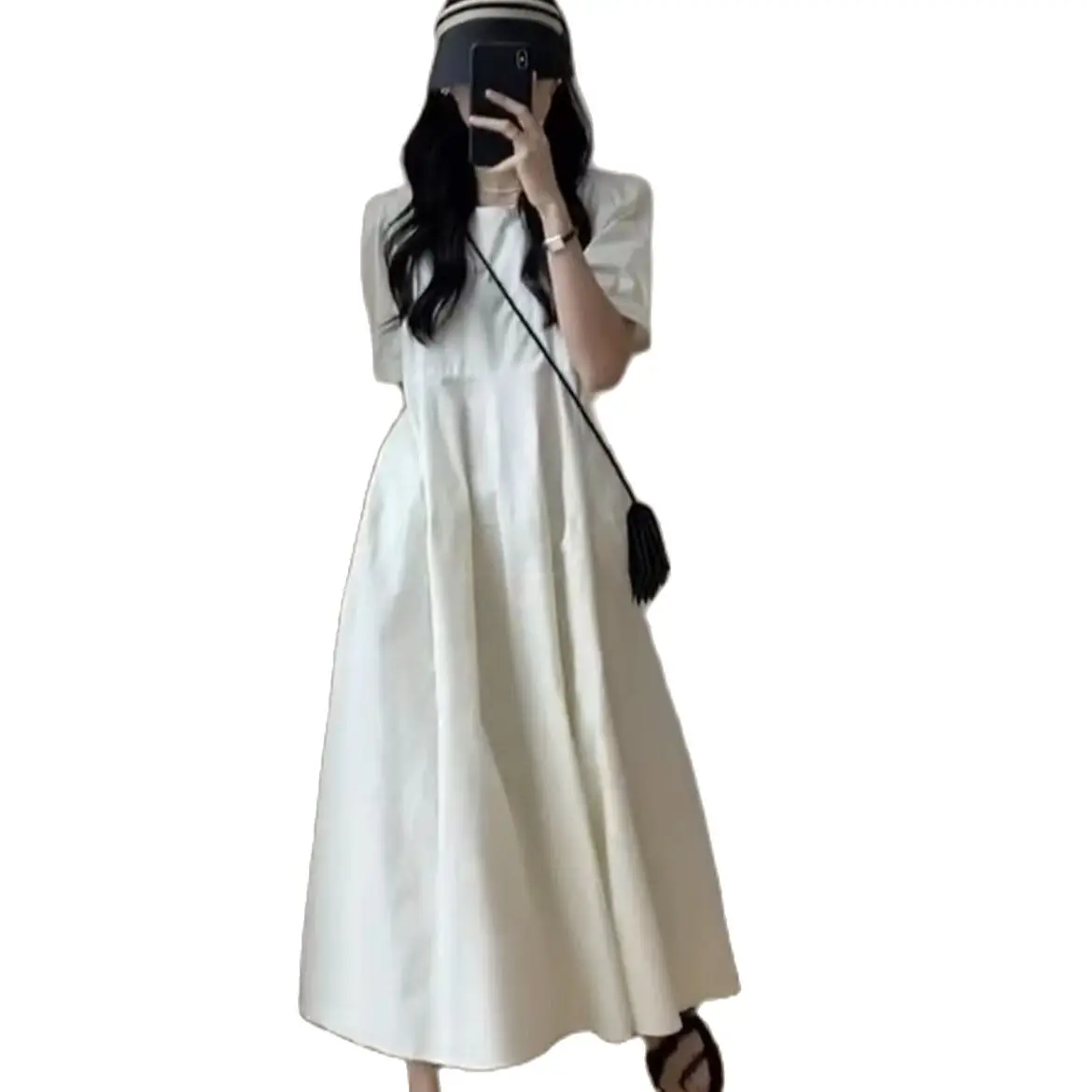 Good Quality Pregnancy Cotton Linen Dress Vintage Design Solid Color Maternity A-Line Dress Short Sleeve Pregnant Woman Clothes