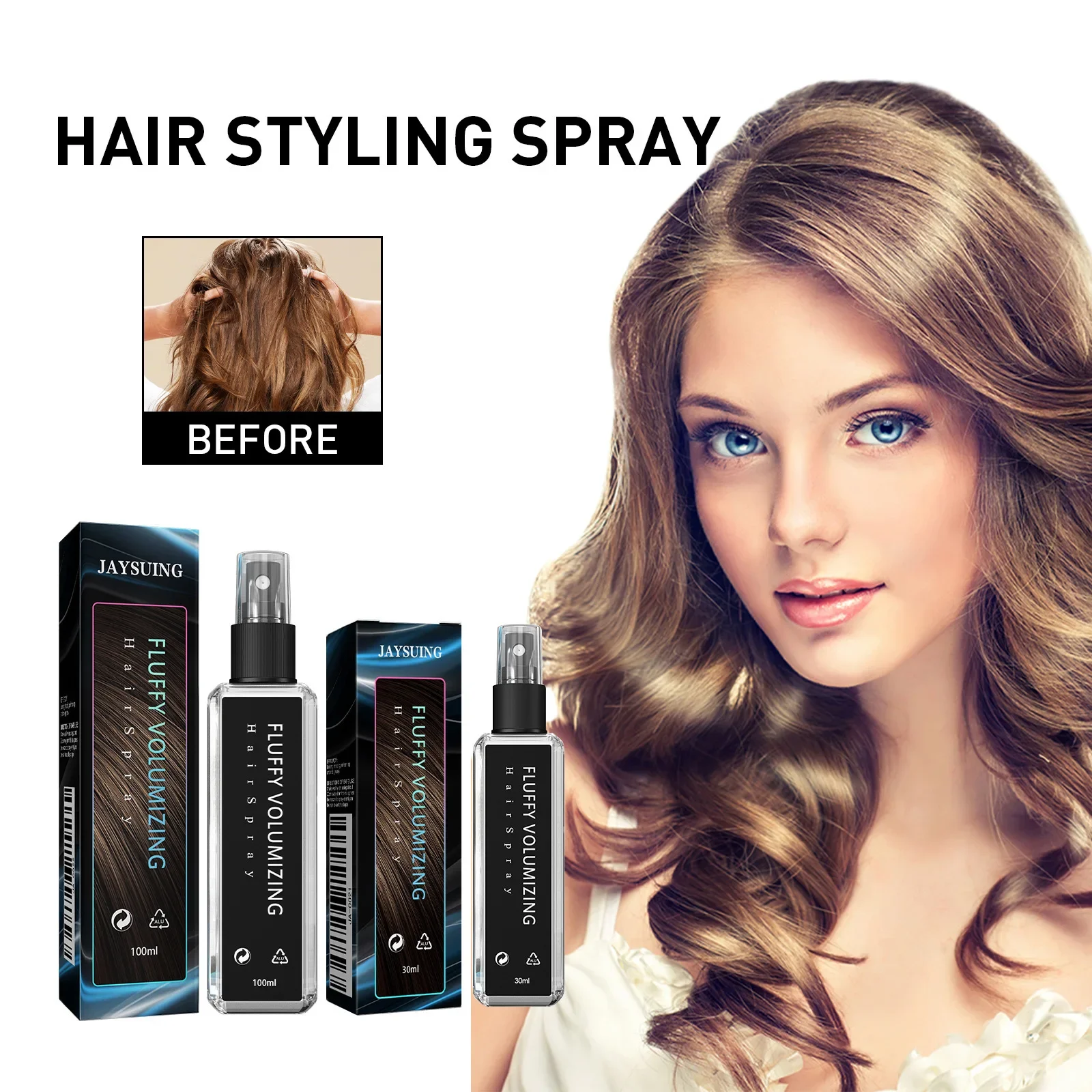 Fluffy Hair Styling Spray Long-Lasting Volumizing Curly Hair Building Hairstyle Quick Styling Thickening Magic Spray 100ml