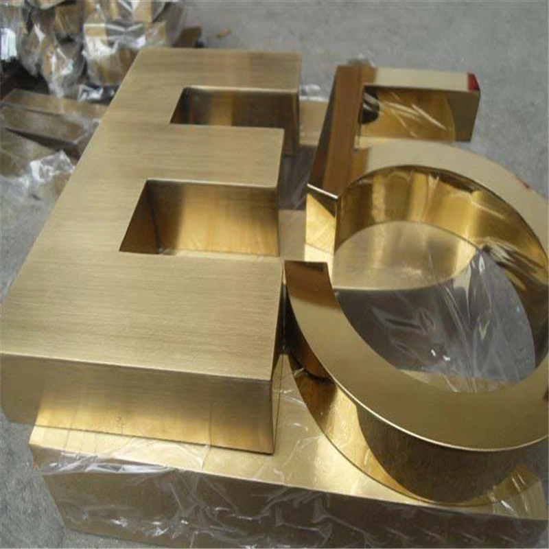 Factory Outlet Outdoor plating gold titanium stainless steel letters,golden color metal logo shop signs business name custom laser cut out solid stainless steel letters painted metal letters shop sign company logo