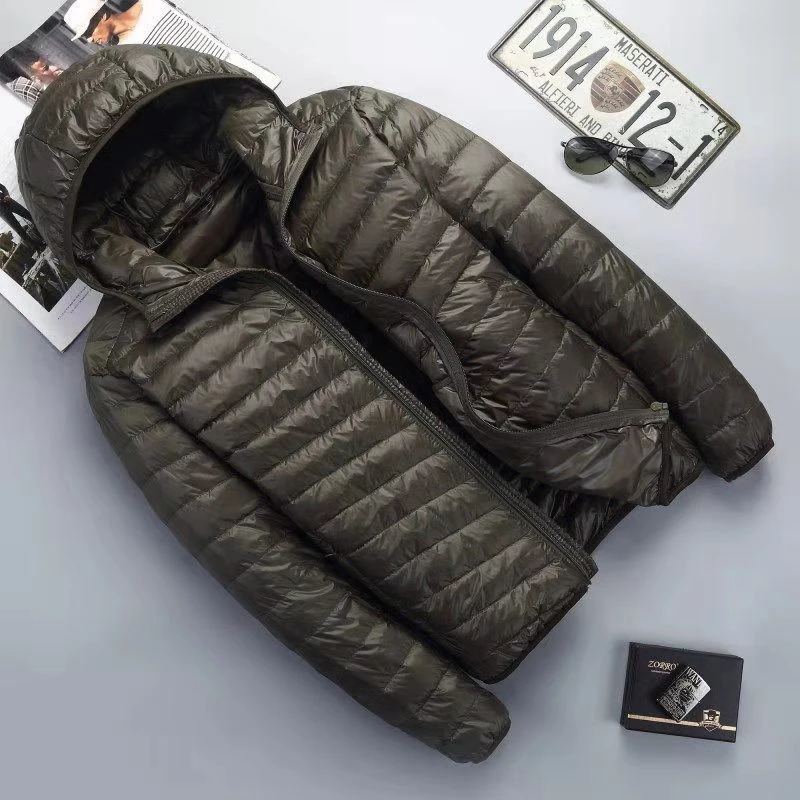 Fall Winter Ultra Light 90% White Duck Down Hooded Man Coat Jaqueta Masculino Chaqueta Hombre Puffer Thin Men Down Jacket New