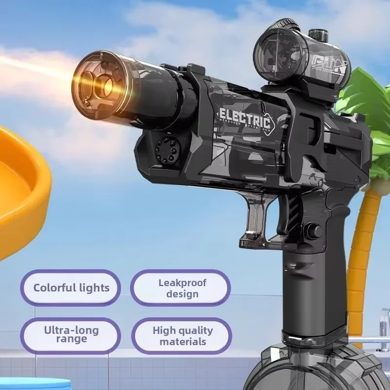 Water Guns Leakproof Auto-Fill Water Gun w/LED Lights High-Capacity for Kids & Adults Perfect Summer Outdoor Water Toy for Family Games