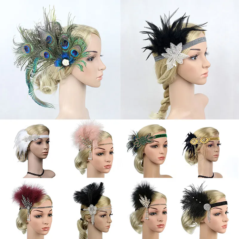 

Hair Accessories Black Rhinestone Beaded Sequin Hair Band 1920s Vintage Gatsby Party Headpiece