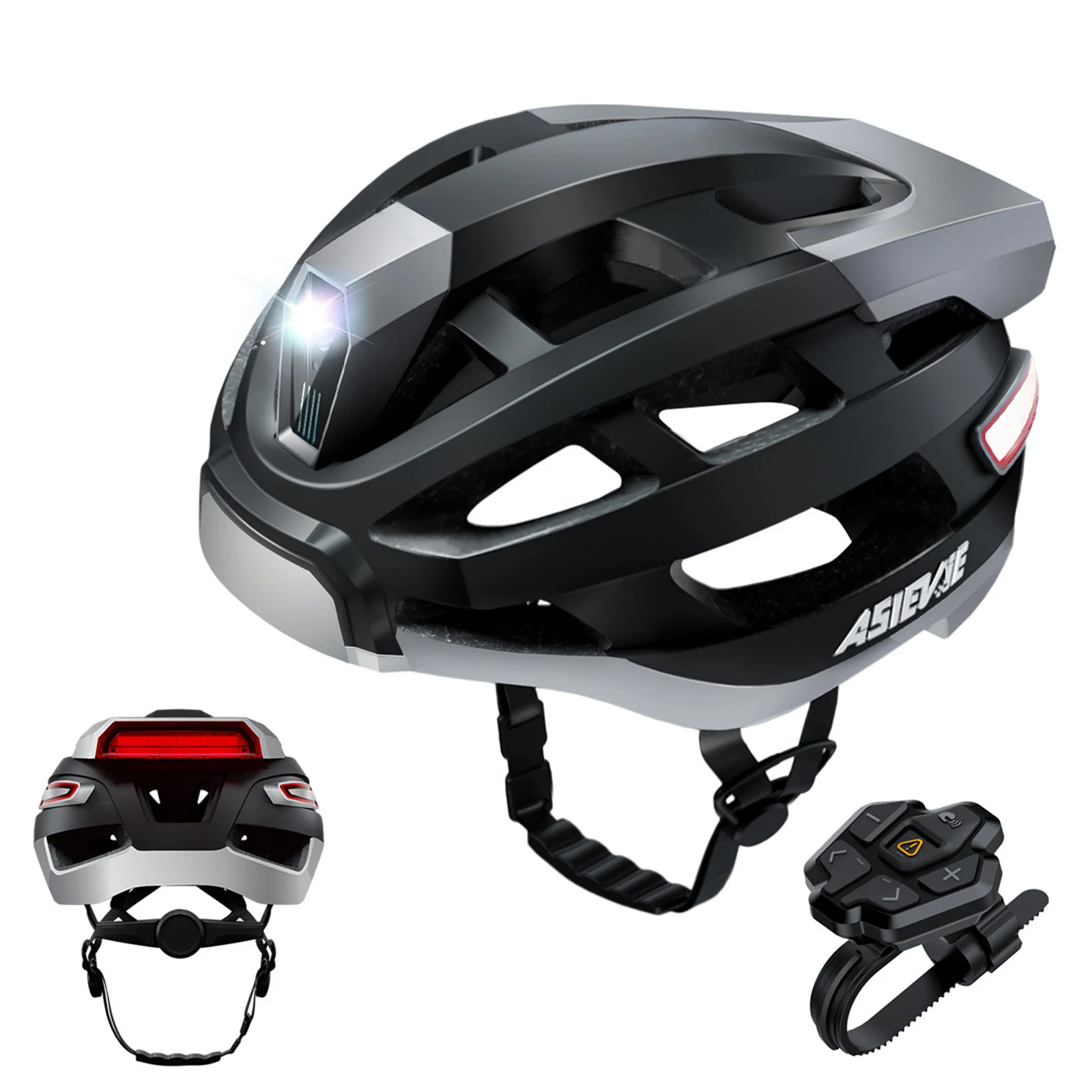 Cascos De Bicicleta Adulto Ciclismo Con Luz De Advertencia Color Carbon  black Talla L 58-61cm