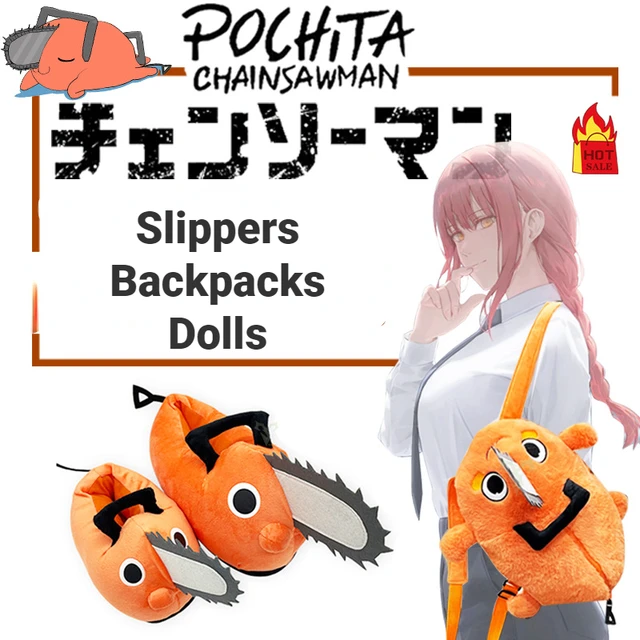 Motosserra Homem Pochita Plush Slipper Peluche Sapatos De Anime