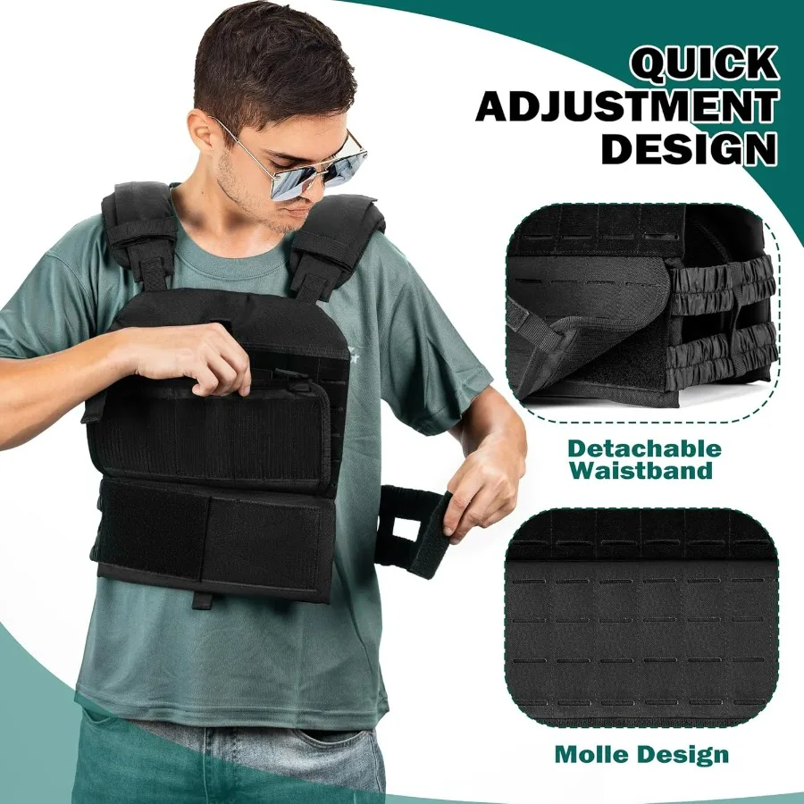 Adjustable Weighted Vest, Tactical Weight Vests for Men and Women, Body Weight Vest for Strength and Endurance Training, Fitness