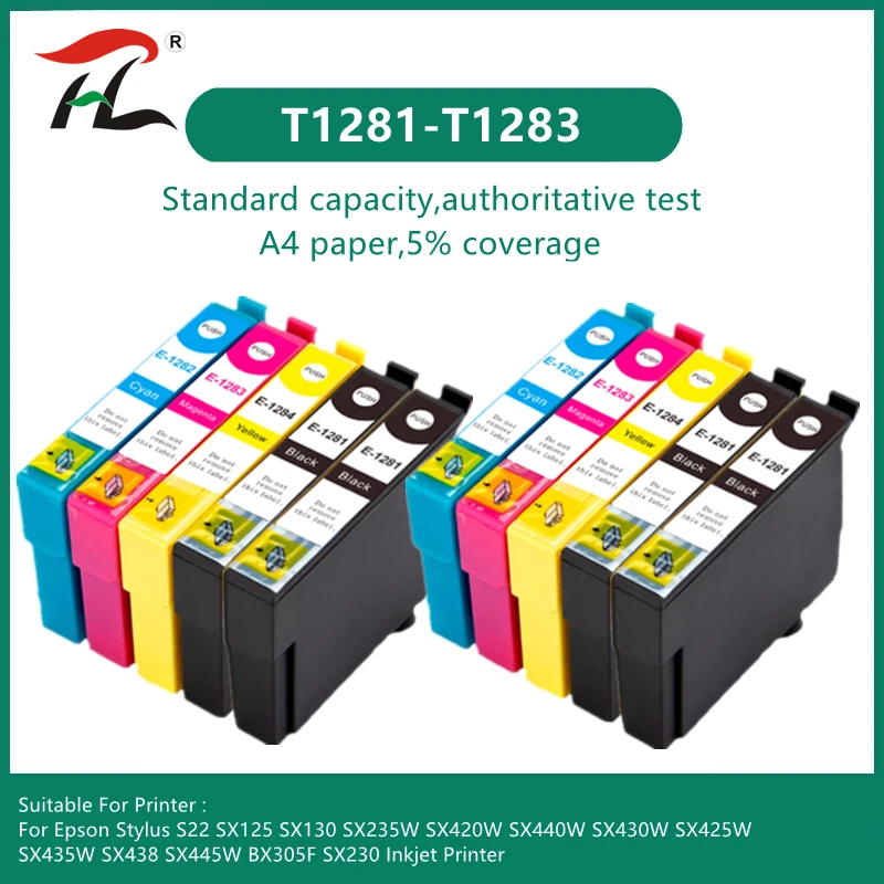 Cartucho de Tinta para Impressora Epson T1281 T1282 T1283 1281 para Epson Stylus S22 Sx125 Sx130 Sx230 Sx235w Sx420w Sx425w Sx430w Sx435w Impressora