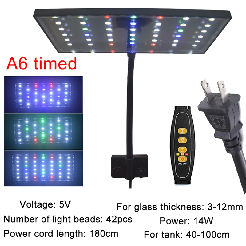 Enhanced Full Spectrum Adjustable LED Aquarium Light with 360° Rotation and Timer Control