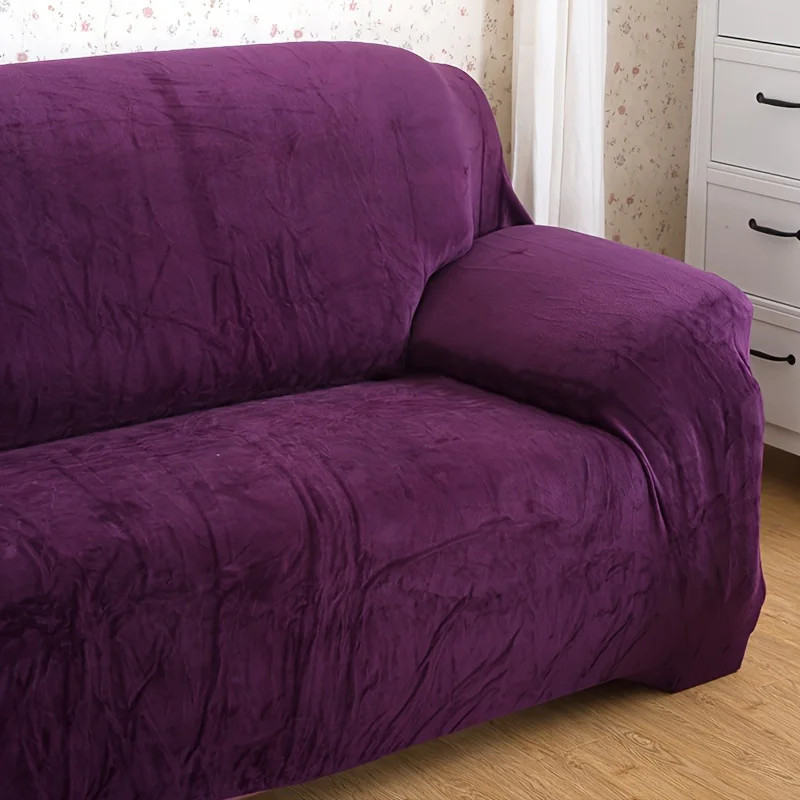 Sofa Cover Furniture Cover Velvet Solid Color Thicken Elastic Sofa Slipcover Non-slip Sofa Cover Couch Cover Furniture Protector for Living Room Home Decor