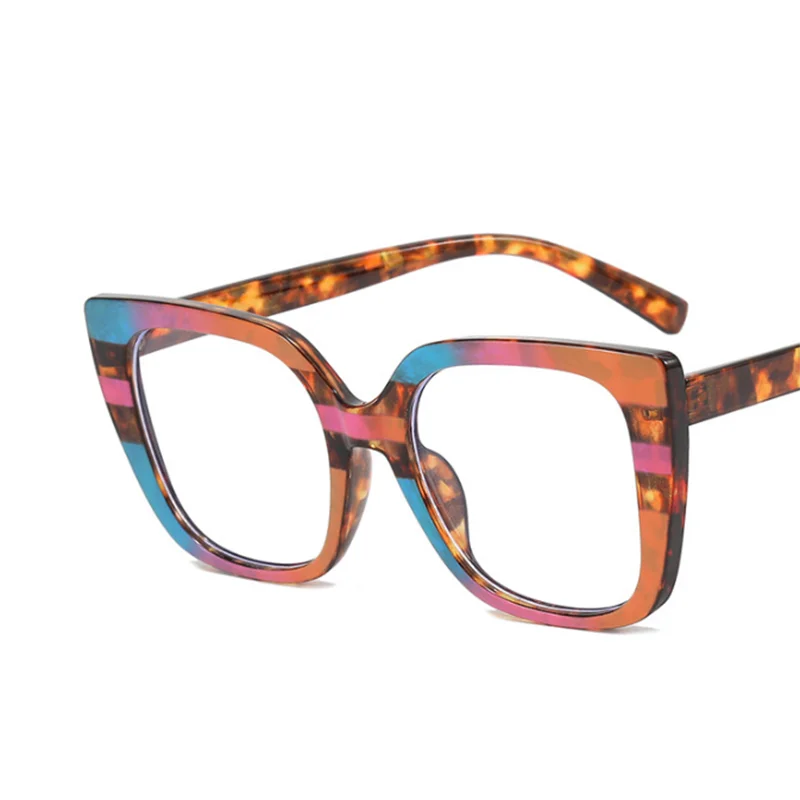 Oversize Square Frame Clear Lens Glasses Colorful Leopard Myopia Nerd Spectacles Degree -0.5 -1.0 -2.0 -3.0 -4.0 to -6.0 5