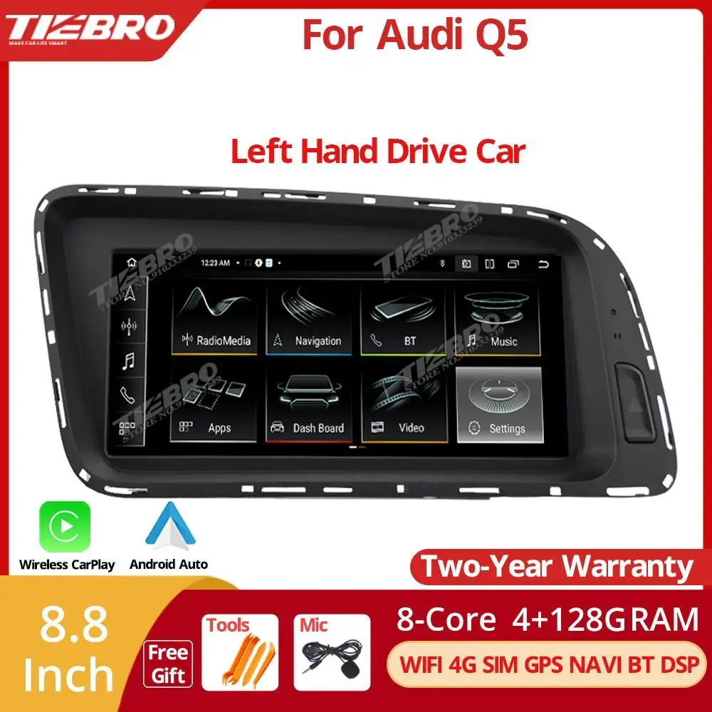 

TIEBRO 8.8" 4+128G Car Carplay Radio Stereo For Audi Q5 2009-2016 Left Hand Drive Android Auto Touch Screen Multimedia Player