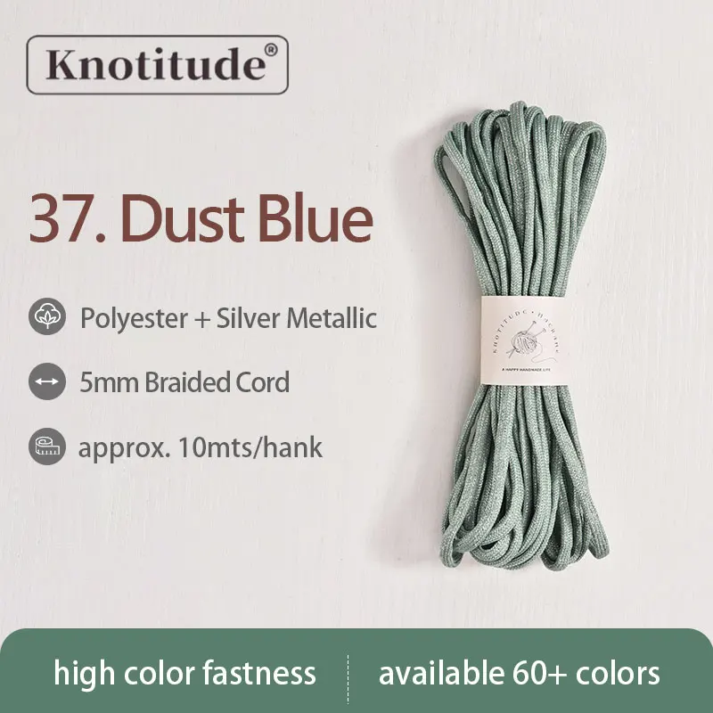 Silver Glossy Polyester Braid Rope with Shiny Lurex Metallic Finish - Ideal for DIY Jewelry Projects, 5mm x 10m