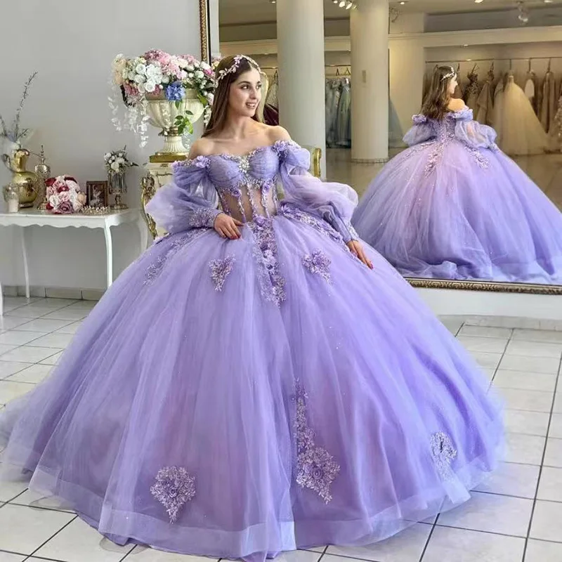 NONE Quinceanera Ball Gown Purple 6