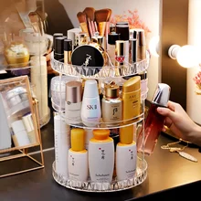 

Fashion Beauty Crystal Shelf Display Rack Cosmetic Storage Rack 360 Degree Rotating Cosmetic Storage Box Makeup Storage Rack