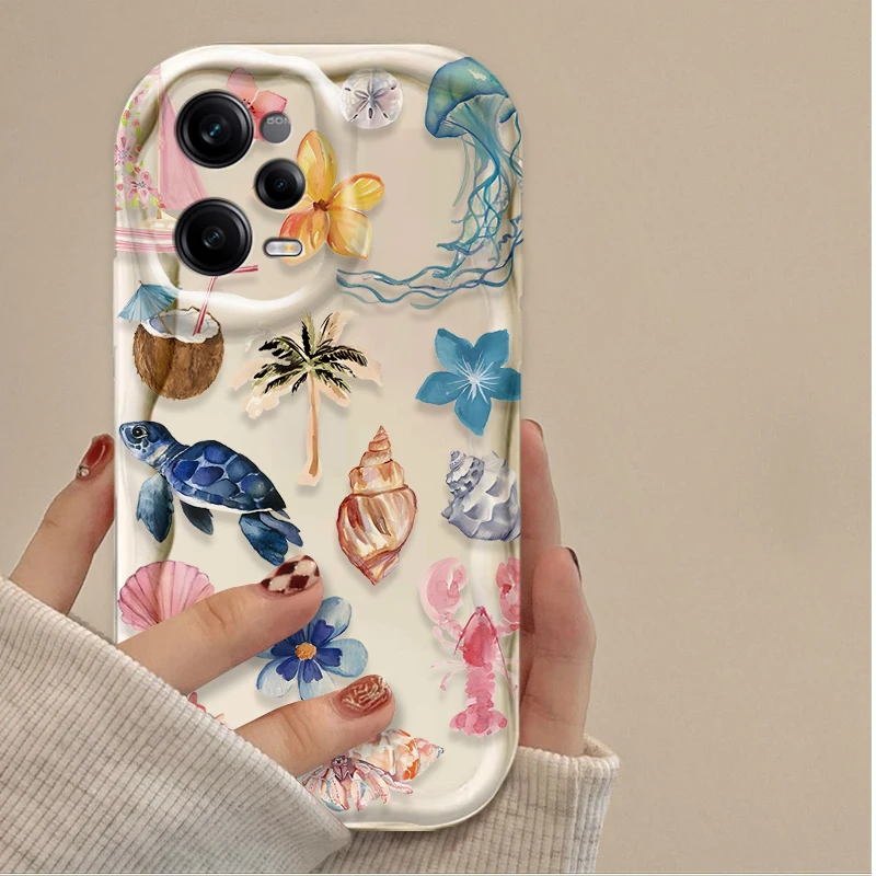 Floral Marine Organism Design Clear Phone Case