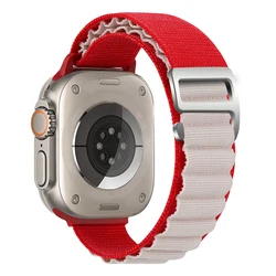 Nylon Wrist Strap for Smartwatch - Premium Quality Adjustable Band (Red White)
