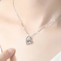 Nouveau collier en argent Sterling 925 coeur 5A Zircon pour femmes, bijoux de mariage, breloque de fiançailles, cadeau de fête, chaîne à pendentif fin 5