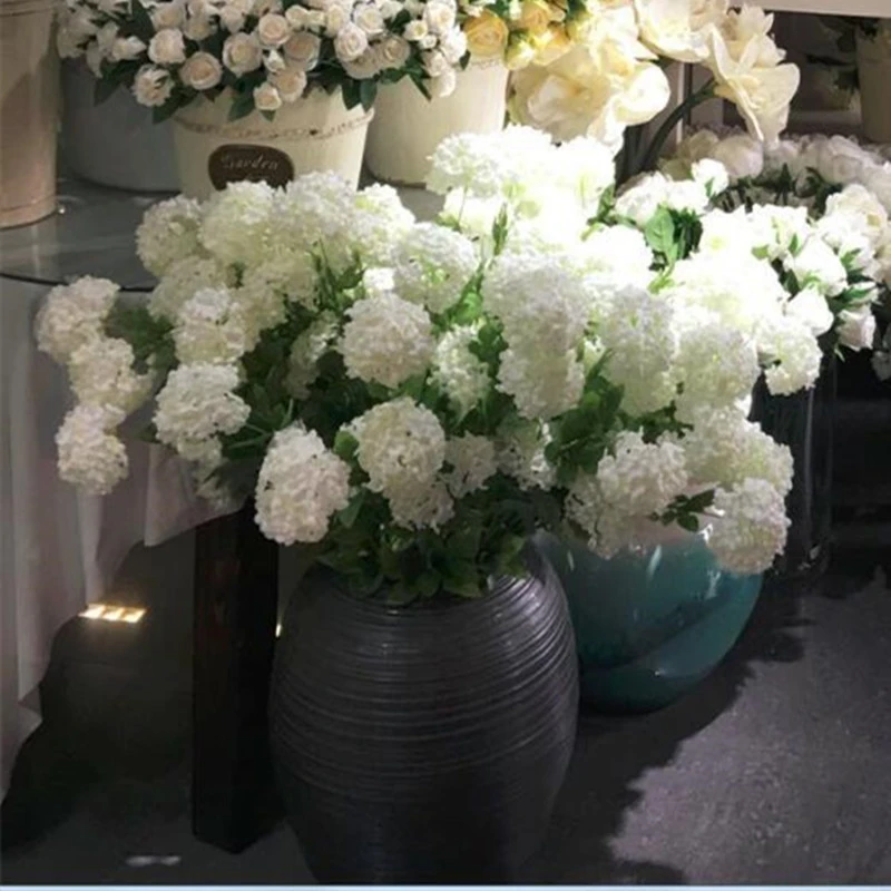 Hortensia blanca de 2 cabezas, bola de nieve, flores falsas, flores  artificiales de seda, decoración para el hogar, fiesta, boda, suministros  de decoración de jardín| | - AliExpress