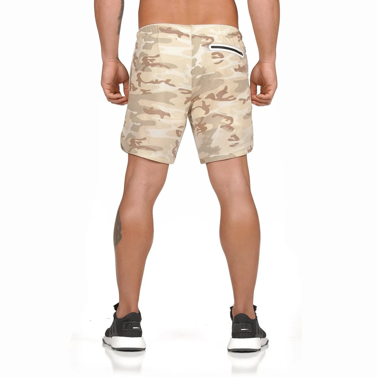 Mens Camo Print Double Layered Sporty Running Shorts