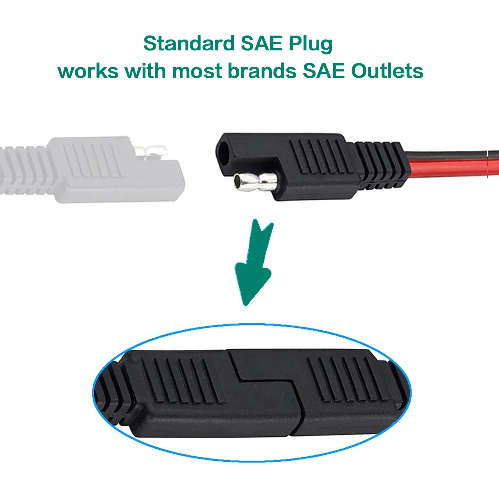 60cm/2Ft 14AWG SAE Plug to DC 5.5x2.1mm Female Converter Adapter Cable for Car Motorcycles RV Solar Panels Portable Battery etc.