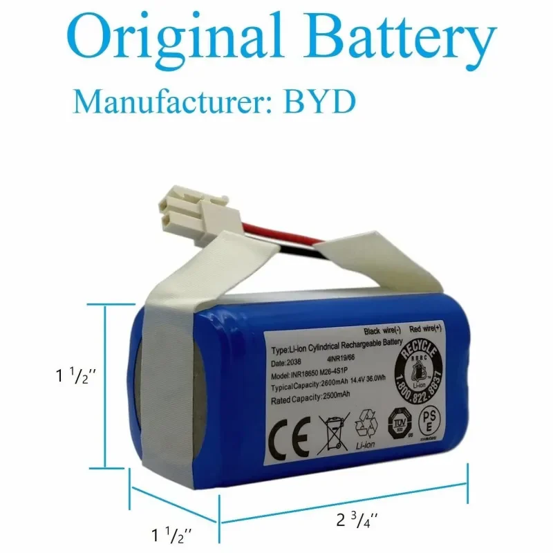 Oryginalny 14.8V 2600mah bateria litowa dla ILIFE A4 A4s V7 A6 V7s Plus odkurzacz Robot INR18650 M26-4S1P baterii