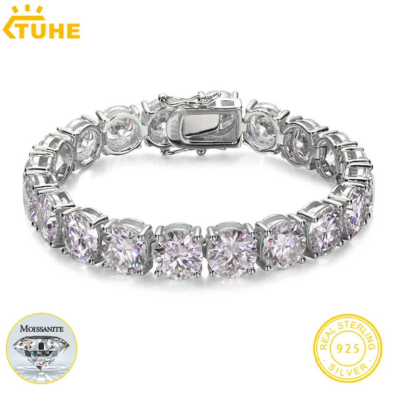 

Браслет мужской/женский из серебра 925 пробы с муассанитом