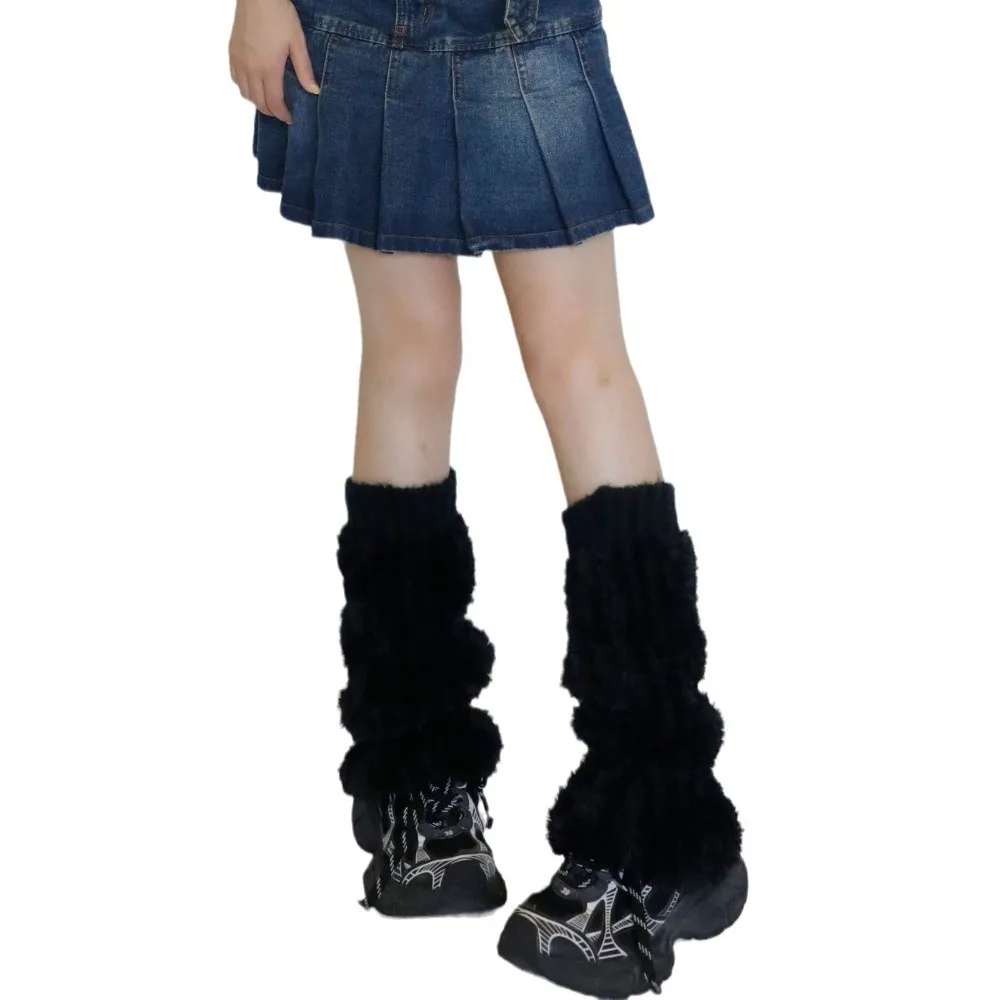 New Solid Color Leg Warmers Thickened Middle Tube Socks Harajuku Boot Covers Autumn and Winter