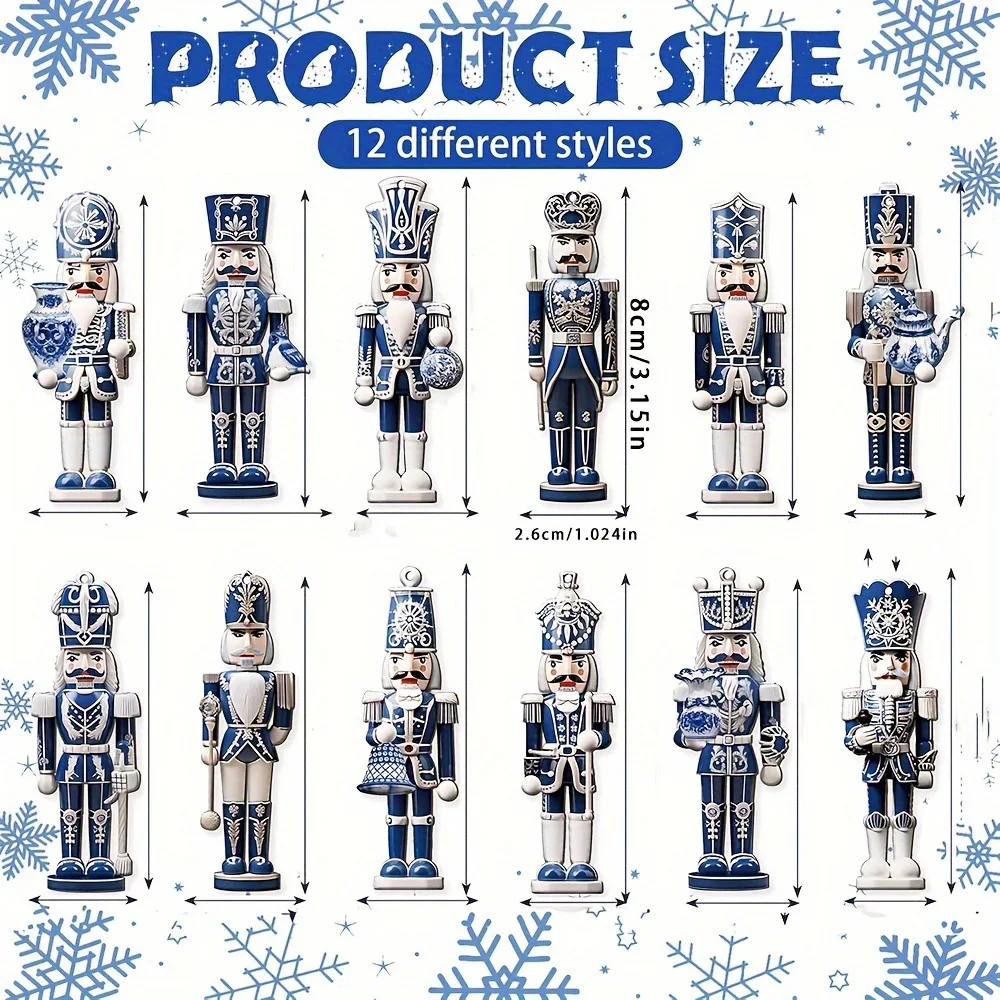 thumbnail image 1 of 12 piezas de cascanueces de madera con forma de soldado para colgar en el árbol de Navidad, decoración navideña 2024 para el hogar, regalo de Año Nuevo 2025, 1 of 5