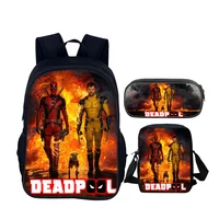 4pcs set D-Deadpools Child School Backpack with Lunch Bags ,Pencil Bags ,School Bags for Boys Girls Best Gift 1