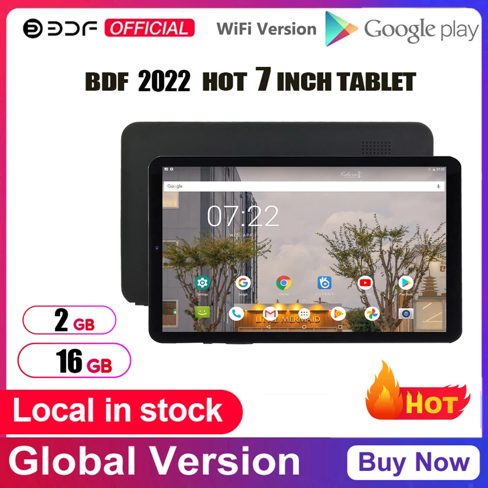 Новый детский планшет 7 дюймов четырехъядерный Android 2 ГБ/16 ГБ Google Play WiFi Bluetooth