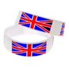 1 PC One Inch Wide British Flag Silicone Wristband Sport Rubber Bracelet White Bangle 1