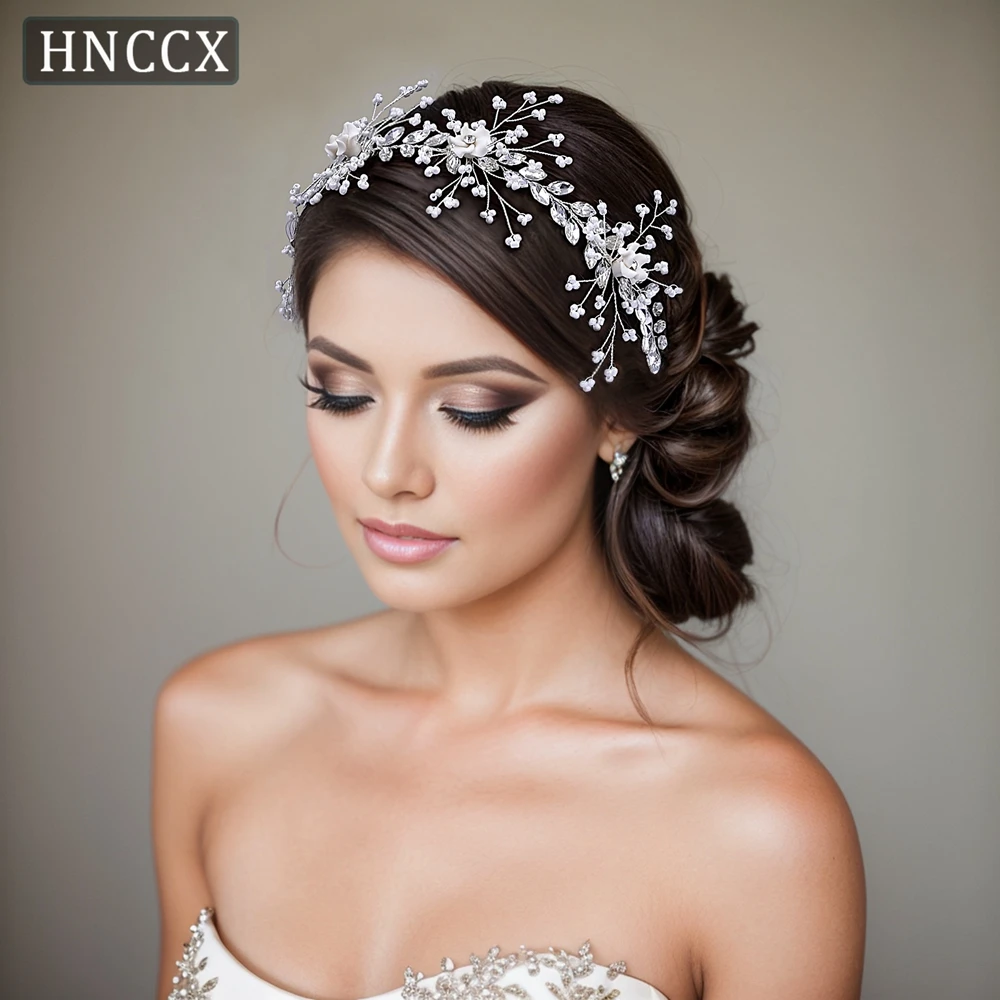 Fashion Rhinestone Bridal Headpiece Bling Gemstone Pearl Hair Accessories Beaded Headband Bride Wedding Headwear CP602