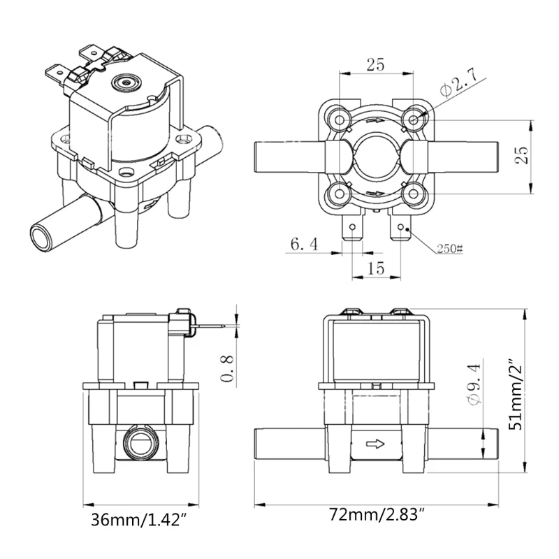 Electric Metal Solenoid for Valve 3/8 inches Normal Close Conntection RO Water Reverse Osmosis System 12V 24V 220V