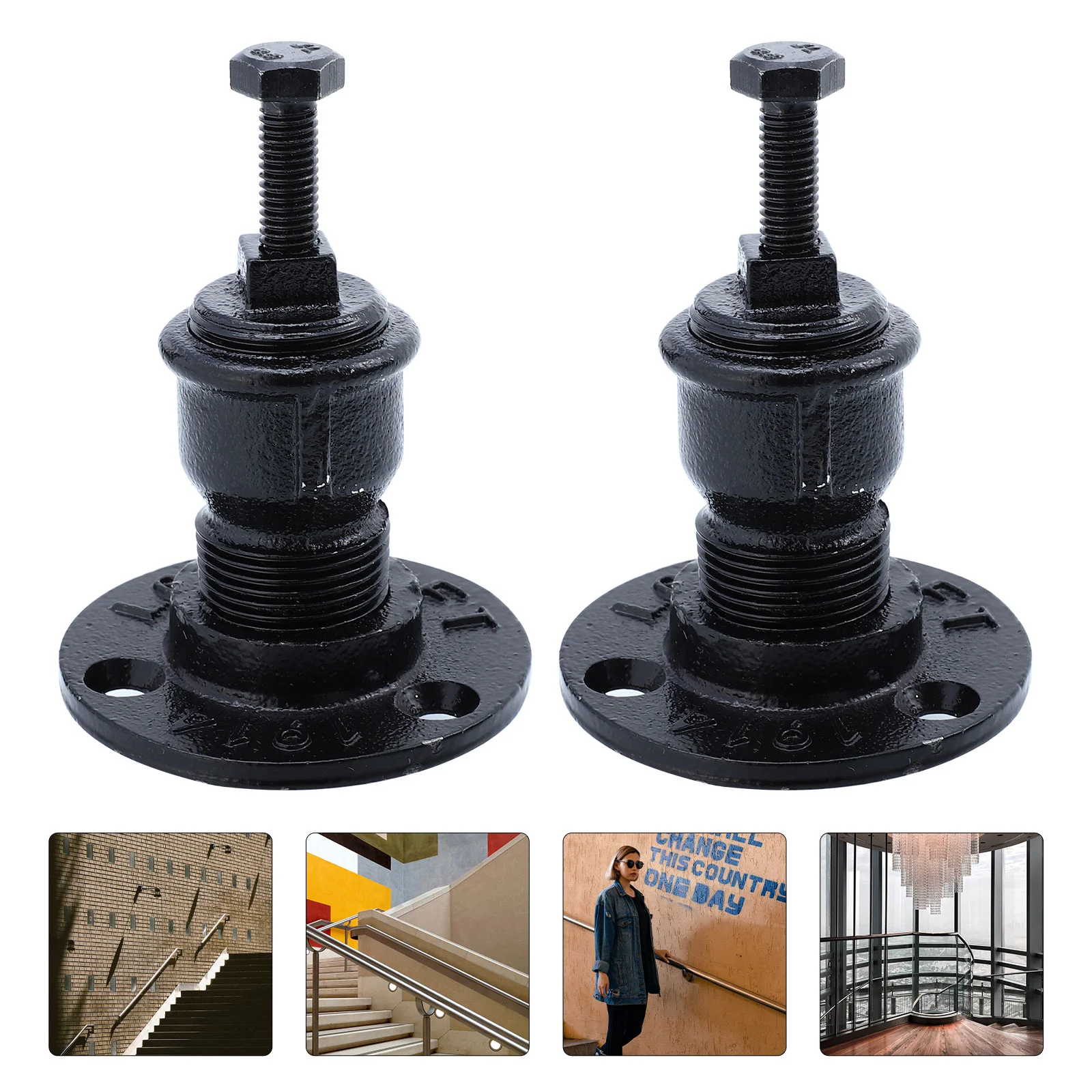 

2 Pcs Stair Bracket Banister Rail Support Shelf Holders Wall-mounted Railing Iron Handrail Stand