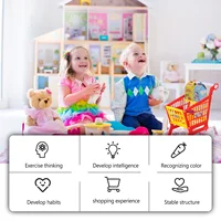 Play House Toy Cognitive Development Funny Shopping Trolley Fake Fruit and Vegetable Compact Cart Abs Kid Simulation Plaything 2