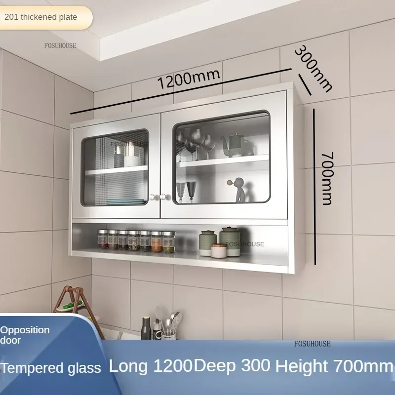 Modern Stainless Steel Kitchen Cabinets Wall Mounted Storage Cabinet Creative Home Furniture Kitchen Island Balcony Room Cabinet 6