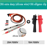 2PCS 20A/1000V Digital Multimeter Test Leads Probe Silicone Cable To 2mm Interface Test Clamp Universal Test Cable 1