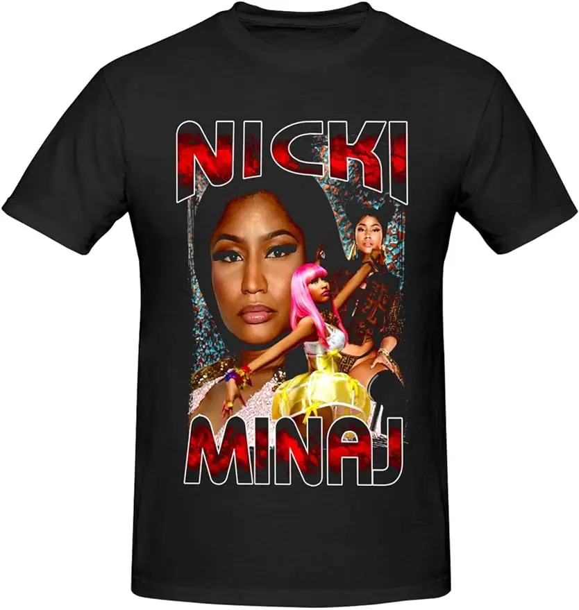 

Футболка Nicki Rapper Minaj, Мужская футболка, Классический Топ с коротким рукавом, модная футболка большого размера, Черная