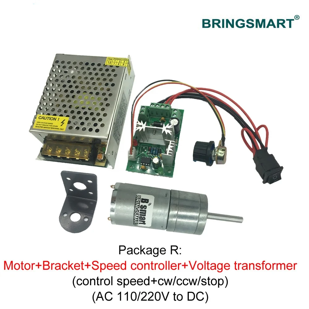 Bringsmart 25GA370 샤프트 길이 25MM 6V 12V 24V DC 모터 기어 12-1360RPM D 모양 긴 샤프트 모터 맞춤형 미니 감속기 로봇