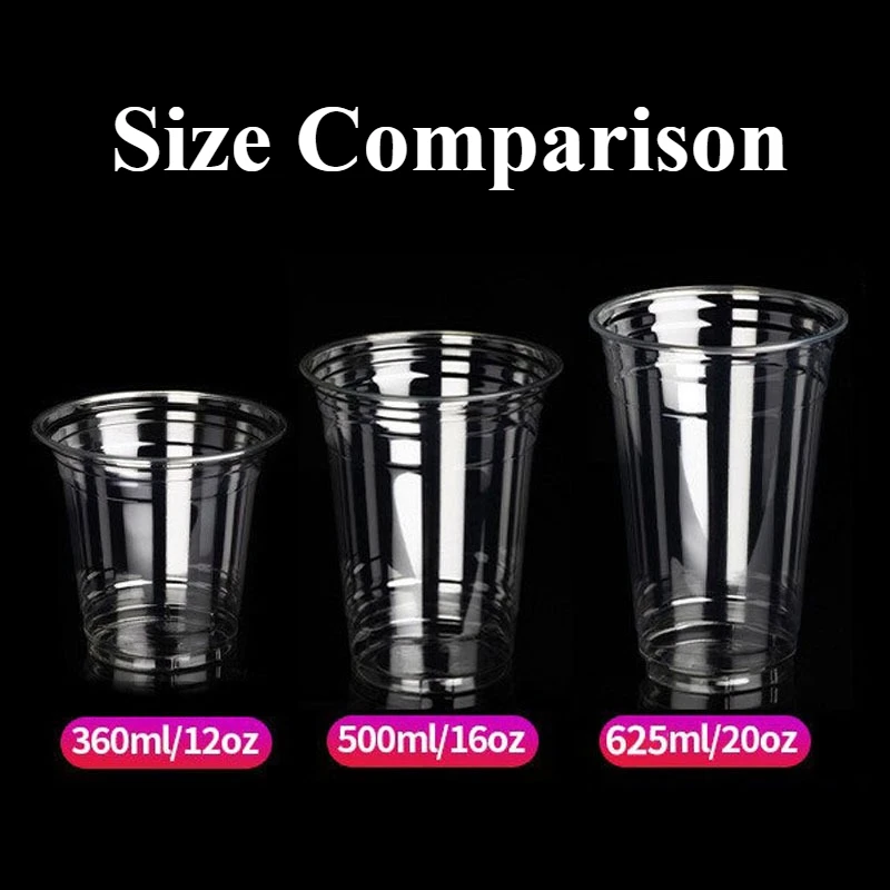 Description Picture 2 of item16oz/20oz Clear Plastic Cups with Lids Sturdy Iced Coffee Cups with Sip lids Disposable Plastic Smoothie Cups for Cold Drinks