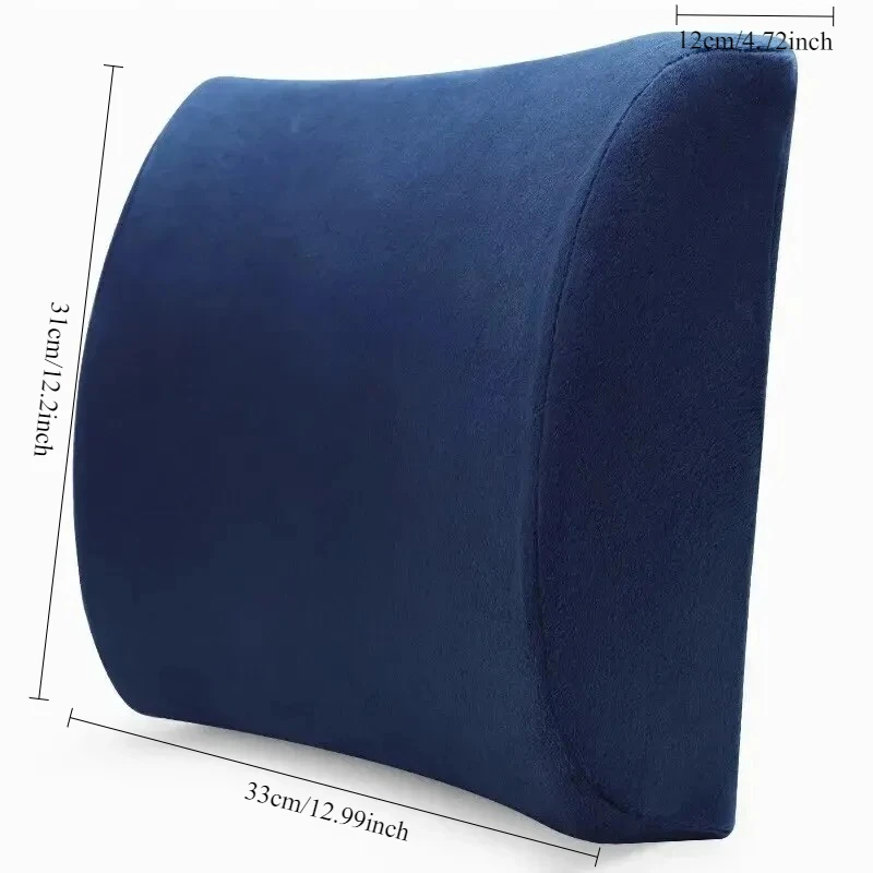 Car Seat Memory Foam Back Support Lumbar Pillow Waist Cushion Breathable Mesh Cover for Office Auto Chair Interior Accessories