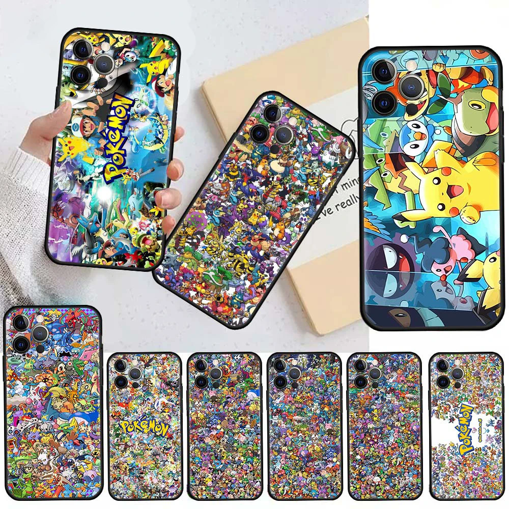 Pokemon Japan Ocket-Monster Case Per Apple Iphone 11 13 12 Pro Xr 7 8 + X Xs Max 6 6S Plus 5 5S Se 2020 Black Soft Phone Fundas