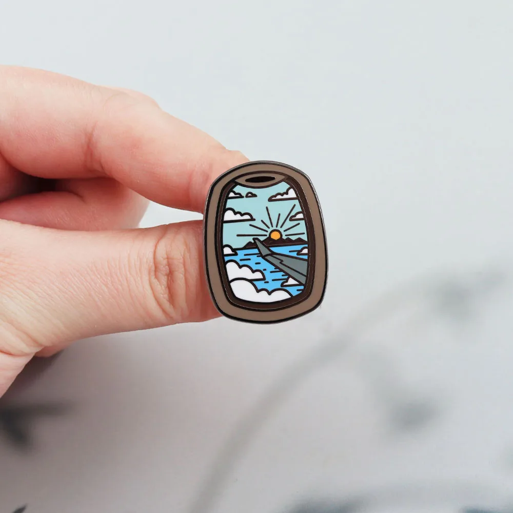 Aviation Adventure Enamel Pin – Sunrise Journey