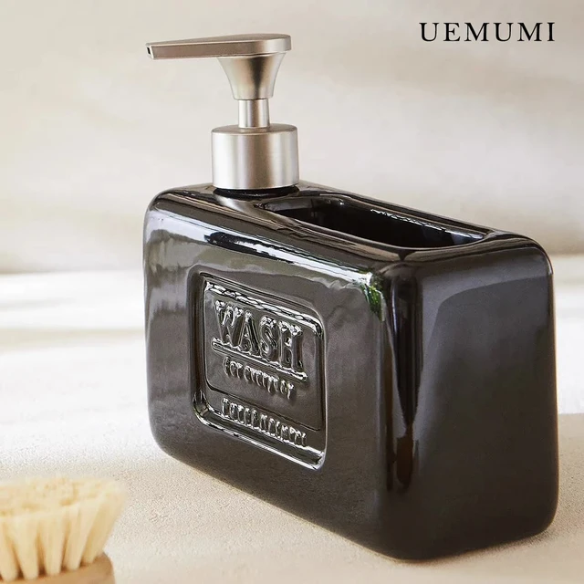 Luxury Beige เซรามิคเครื่องจ่ายของเหลวล้างจาน Liquid เจลอาบน้ําขวด, สีดําขวดกดครัว 3