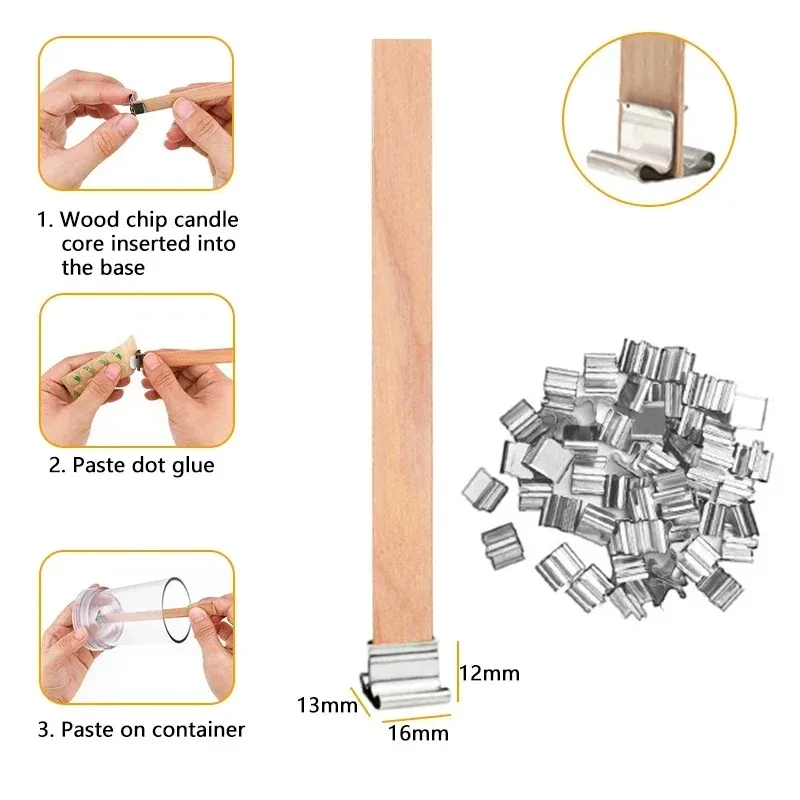 20-Piece Wooden Candle Wick Set with Clips