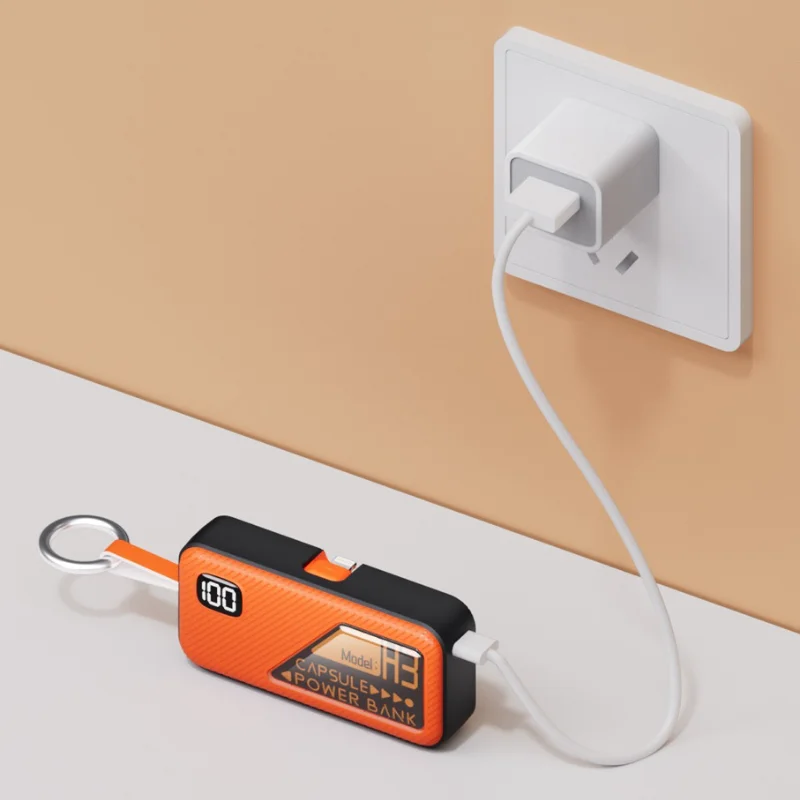 Portable Power Bank With Keychain Digital Display And Cable_voghion.com