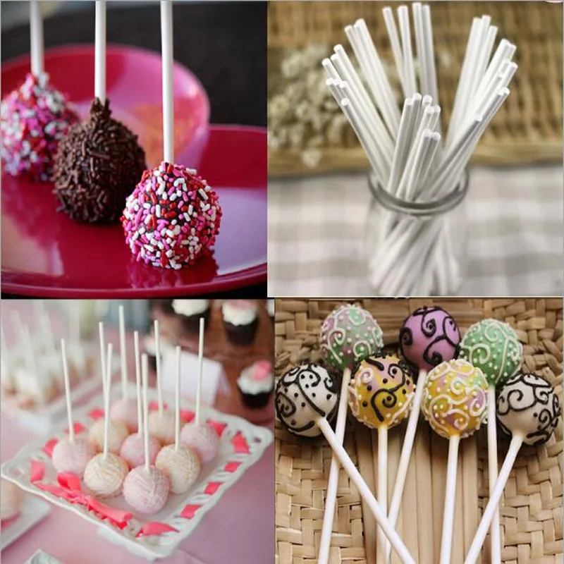 100 Pz 15Cm Solid Core White Paper Lollipop Sticks Per Cioccolato Zucchero Candy Lolly Pop Sucker Sticks Cake Pop Sticks