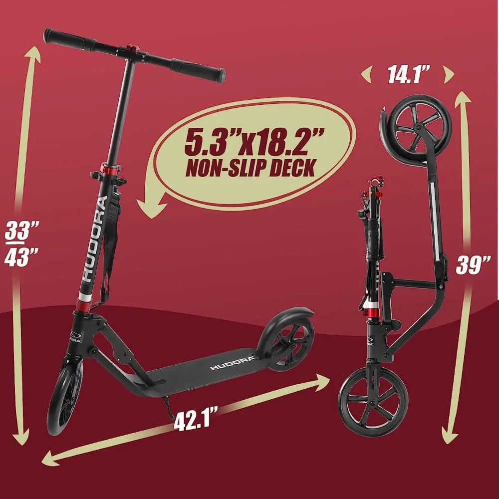 thumbnail image 2 of Scooter For Adults - HUDORA Foldable Adult Kick Scooters With Big Wheel Quick-Release Folding System 5 Level Height Adjustable Handlebar Lightweight Aluminum Frame Fold Up Commuter Scooter For Teens In | Whizz 2 of 11