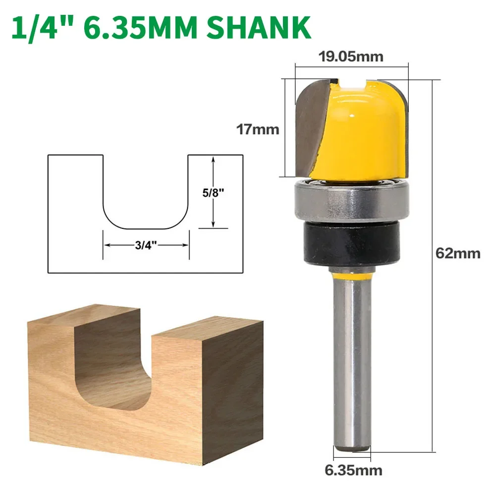 

1PC 1/4" 6.35MM Shank Milling Cutter Wood Carving 3/4" Diameter Bowl & Tray Template Router Bit Milling Cutter For Wood Electric