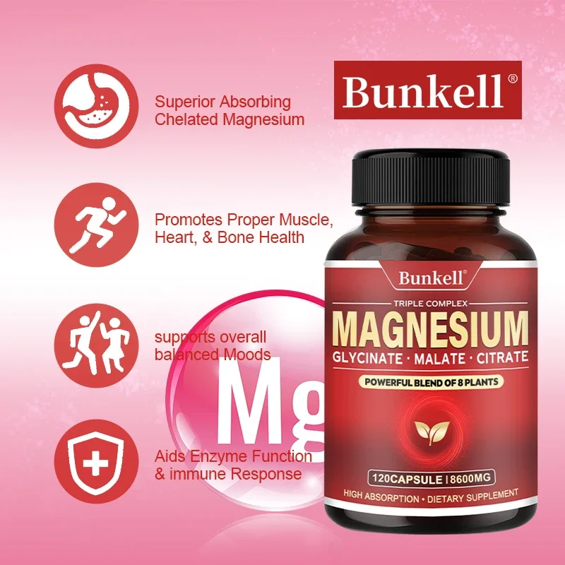 

Magnesium Supplement - with Glycine, Malic Acid, Citrate, Lactose-free To Support Muscle and Heart Health and Boost Immunity